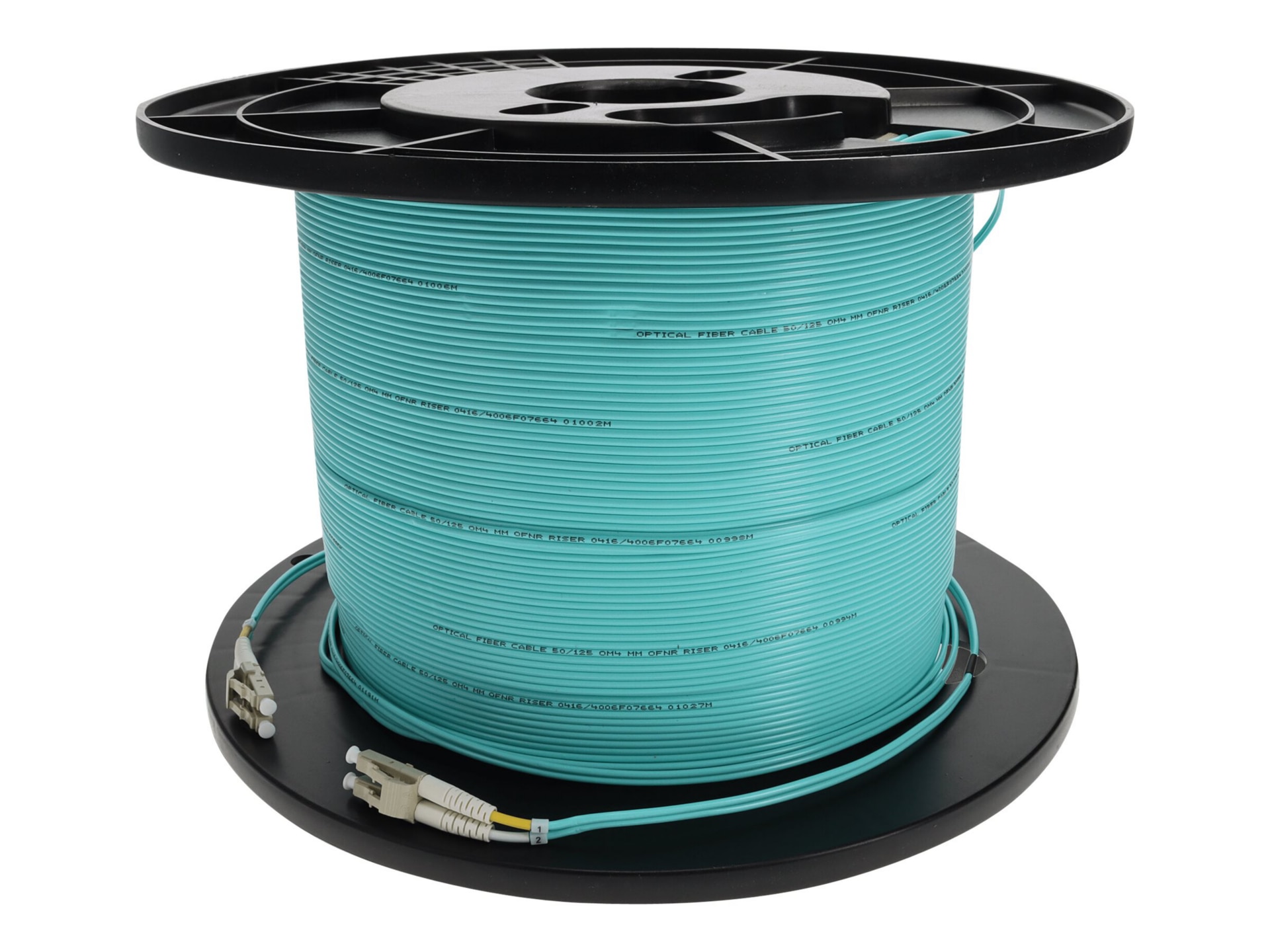 Proline 150m LC to LC Aqua OM4 Duplex OFNR (Riser-Rated) Fiber Patch Cable