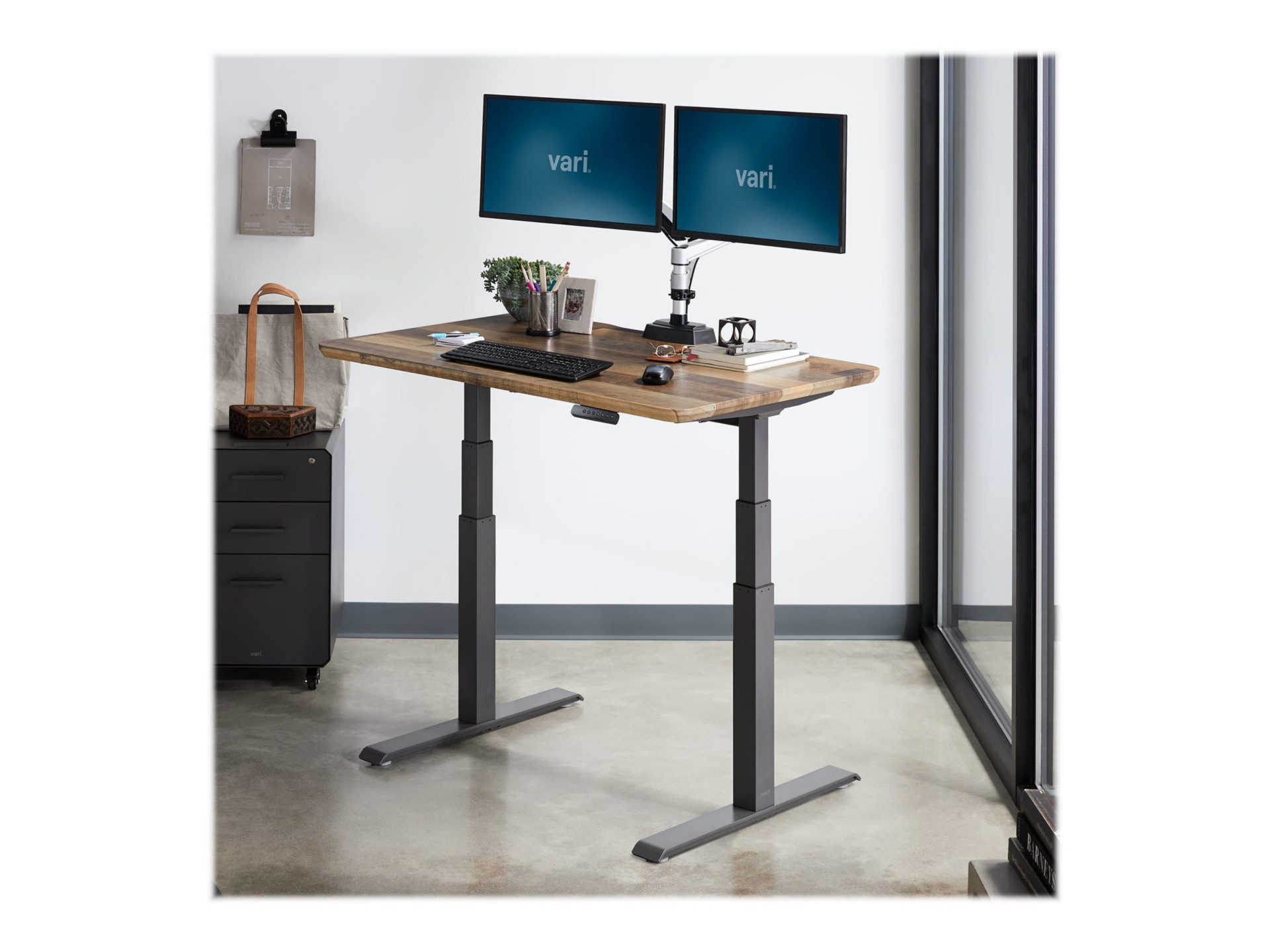 Thumbnail 4 of 5 for VARI - sit/standing desk - rectangular - reclaimed wood