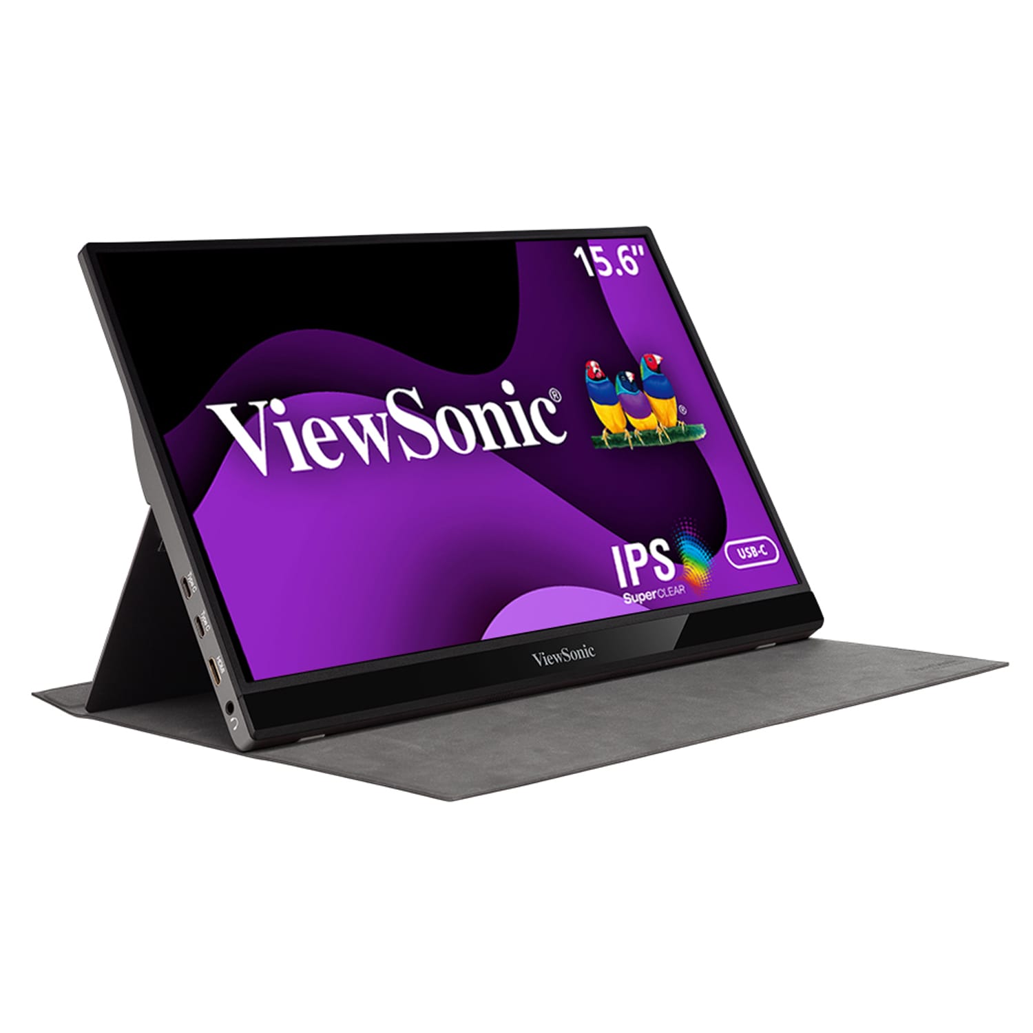 ViewSonic VG1655 15.6 Inch 1080p Portable Monitor with 2 Way Powered 60W USB C, IPS, Eye Care, Dual Speakers, Built in