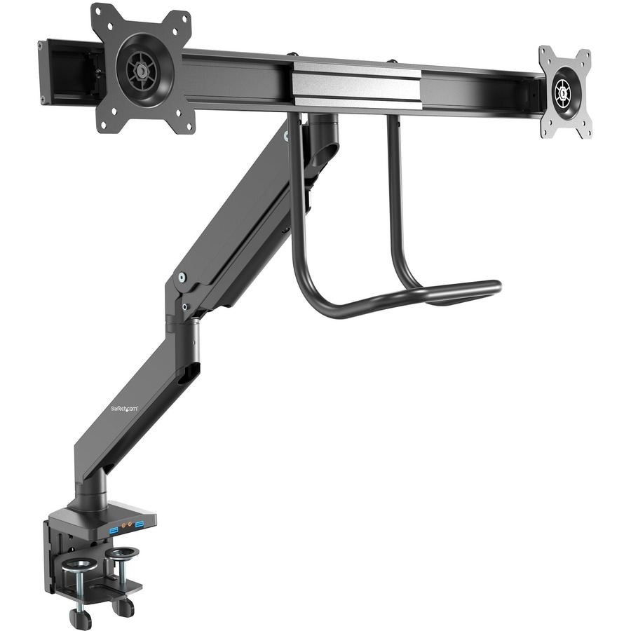 StarTech.com Desk Mount Dual Monitor Arm with USB & Audio, Slim Dual Monito