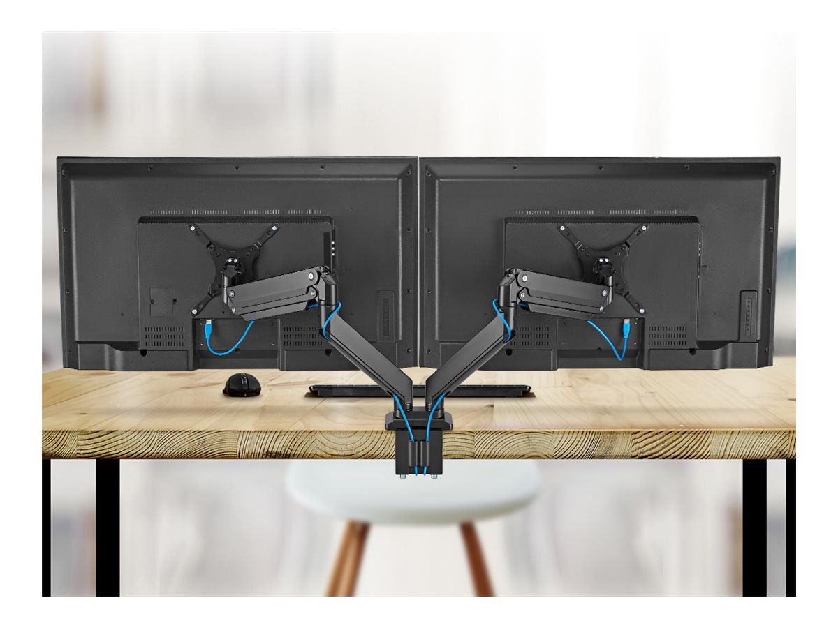 SIIG Dual Monitor Heavy-Duty Premium Aluminum Gas Spring Desk Mount - Thumbnail 3