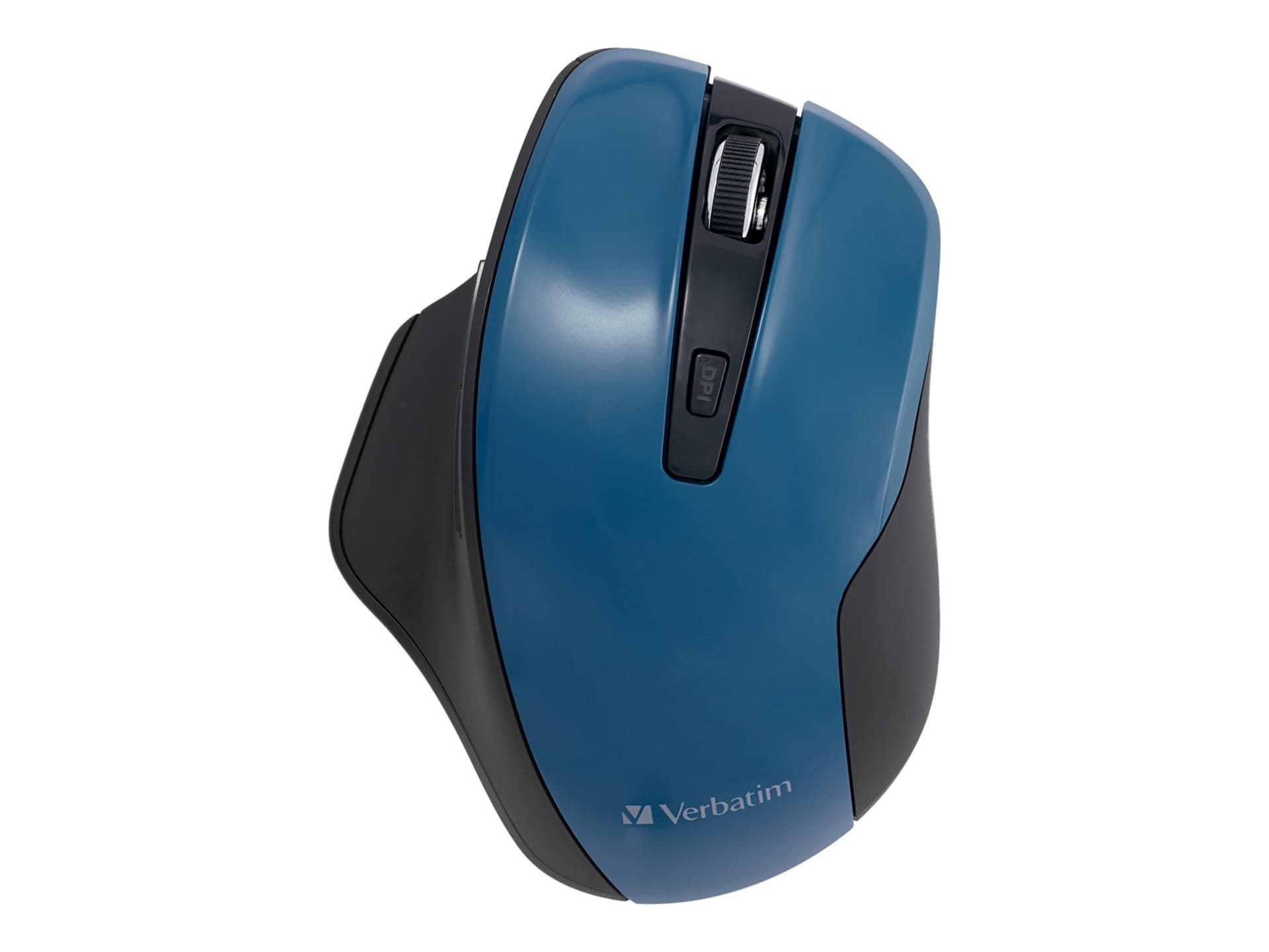 Souris à DEL bleue sans fil ergonomique silencieuse de Verbatim – souris – 2,4 Ghz – foncé