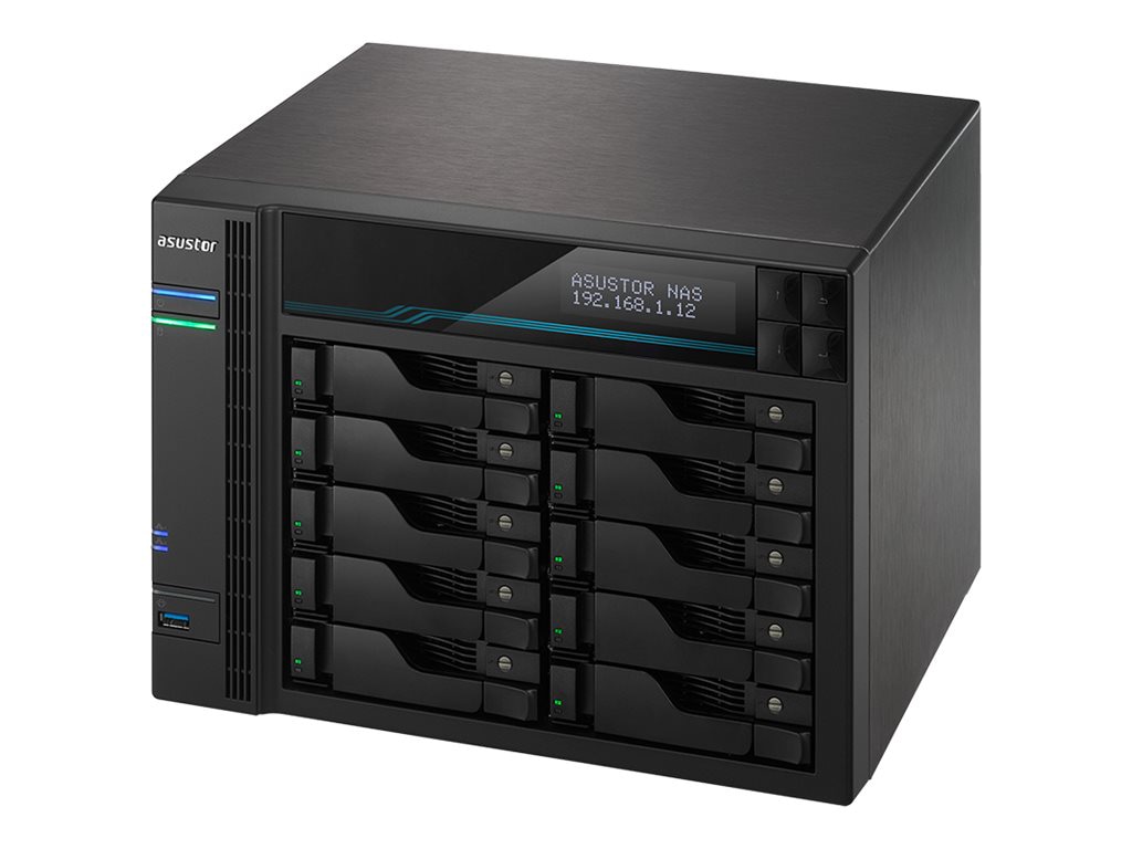 Asustor Lockerstor 10 AS6510T - 10 Bay NAS, 2.1GHz Quad-Core, 2 M.2 NVMe SS