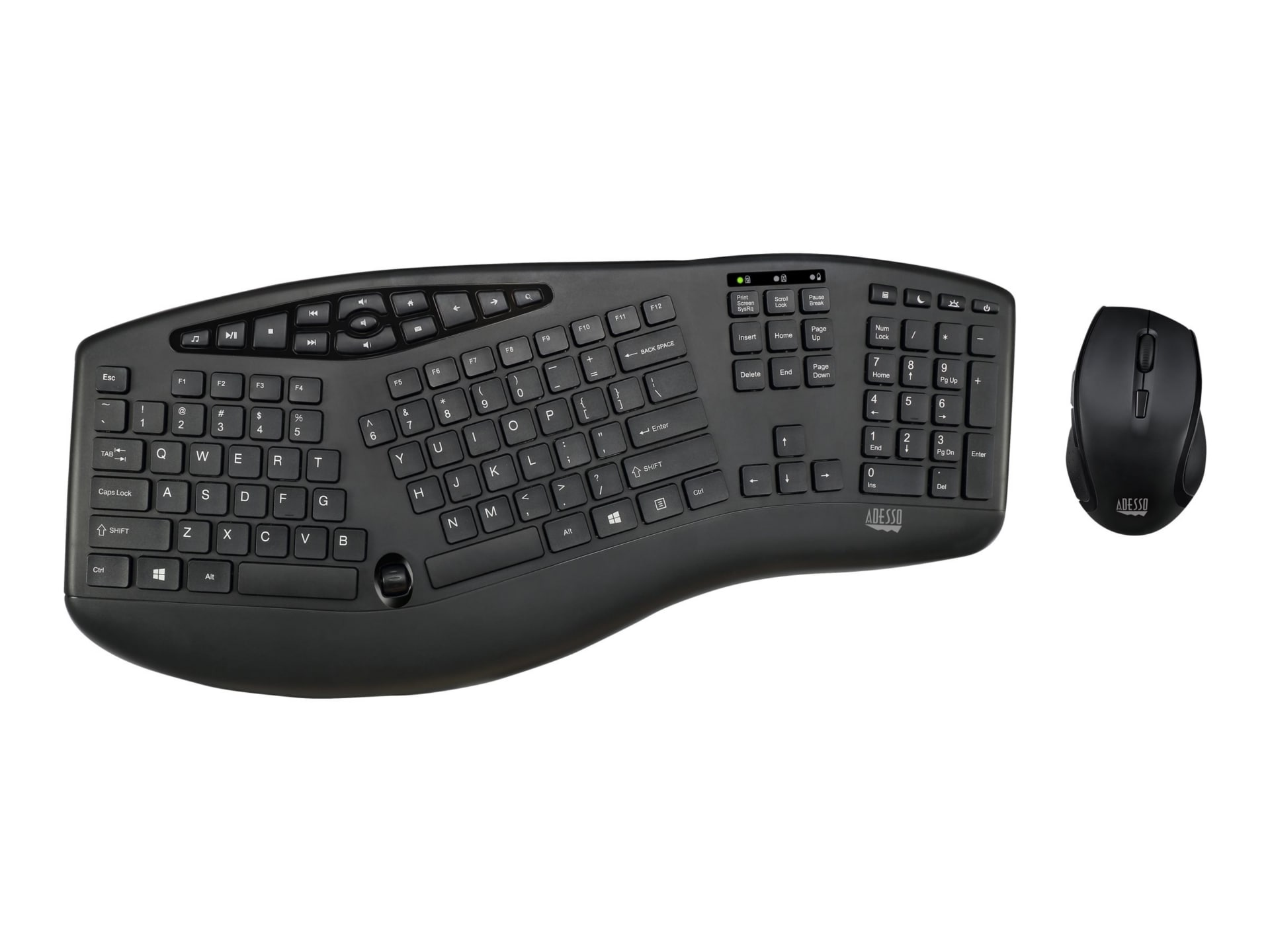 Adesso TruForm Wireless Ergonomic Keyboard And Optical Mouse - WKB