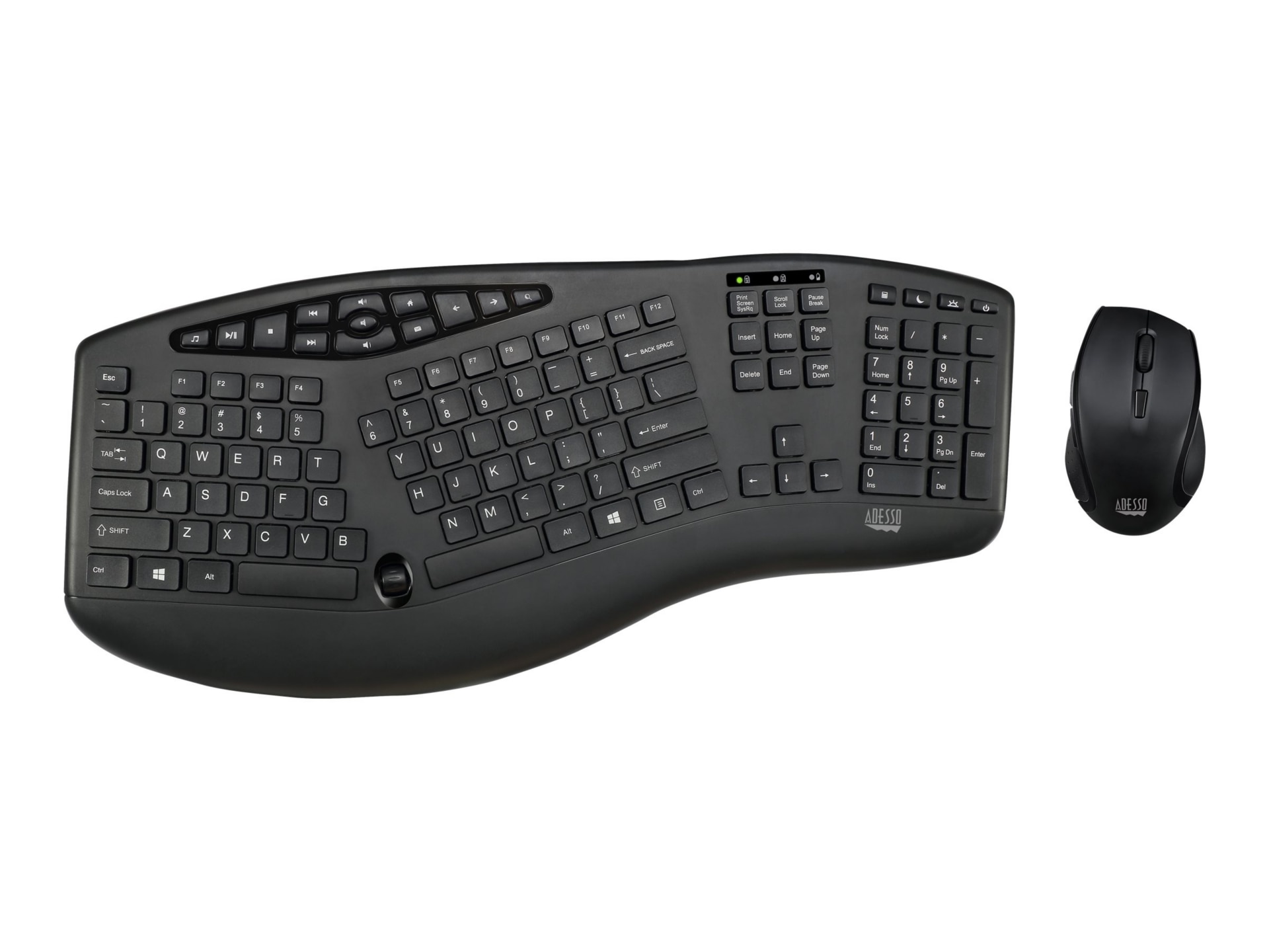 Adesso TruForm 1600 Wireless Ergonomic Keyboard and Optical Mouse