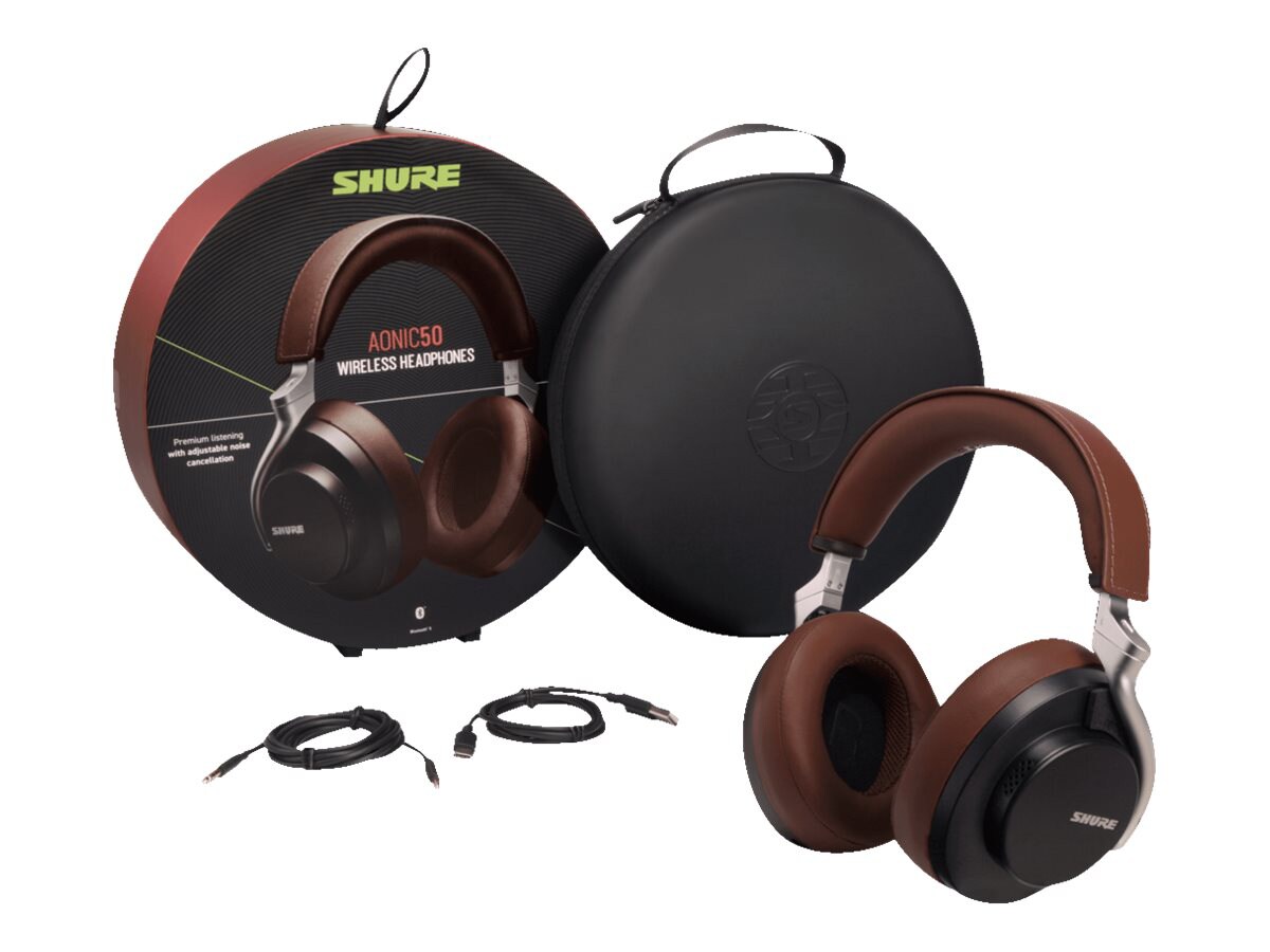 Shure AONIC 50 - wireless headphones with mic - brown