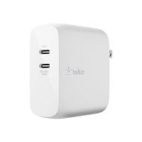 Belkin Dual Port USB-C 68W GaN Wall Charger - Fast Charging - USB-C PD Charger for Apple, Samsung, Macbook