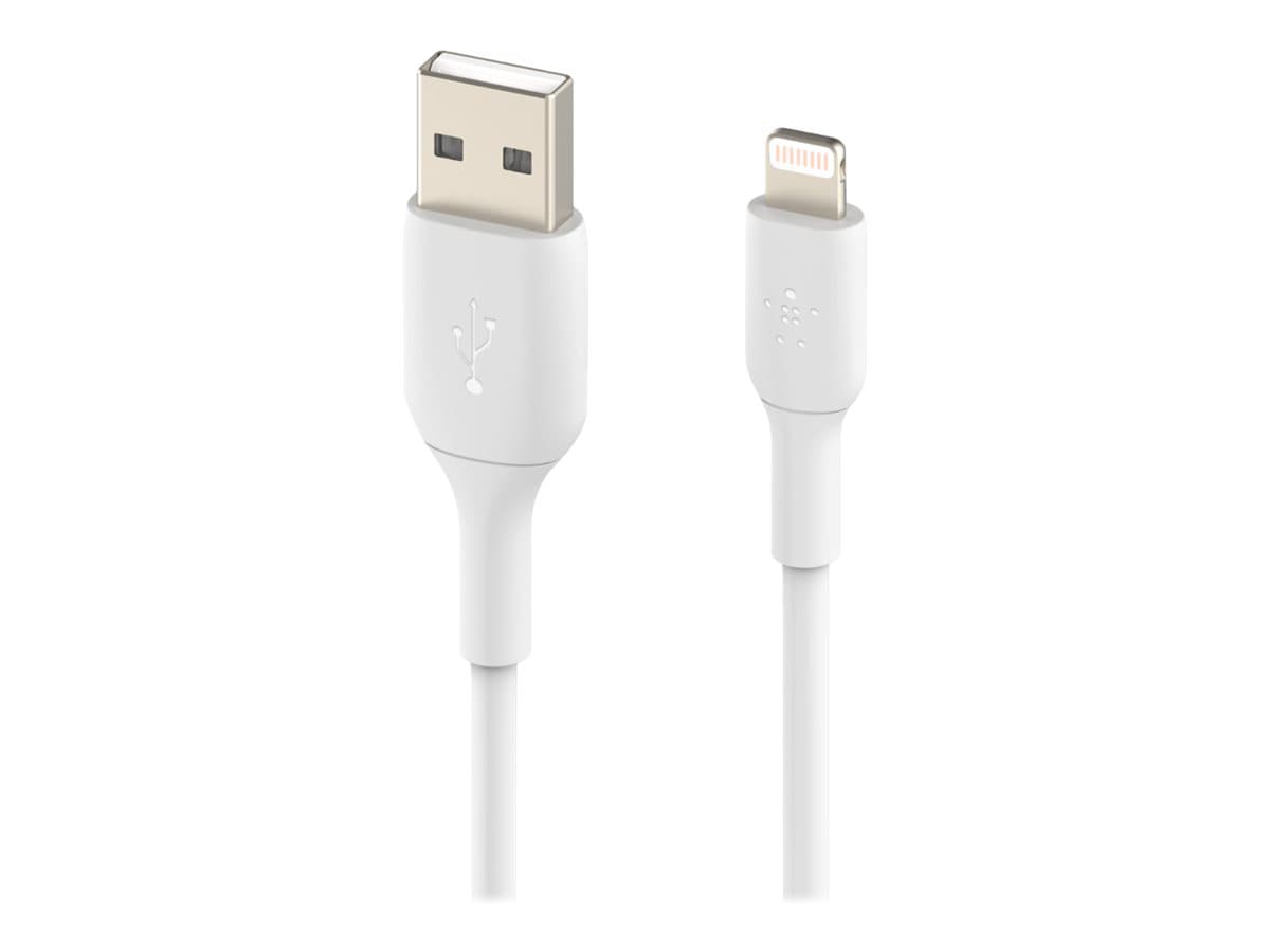 Belkin 12W USB-A to Lightning Cable - 480 Mbps - PVC - M/M - 3.3ft/1m - White (2 Pack)