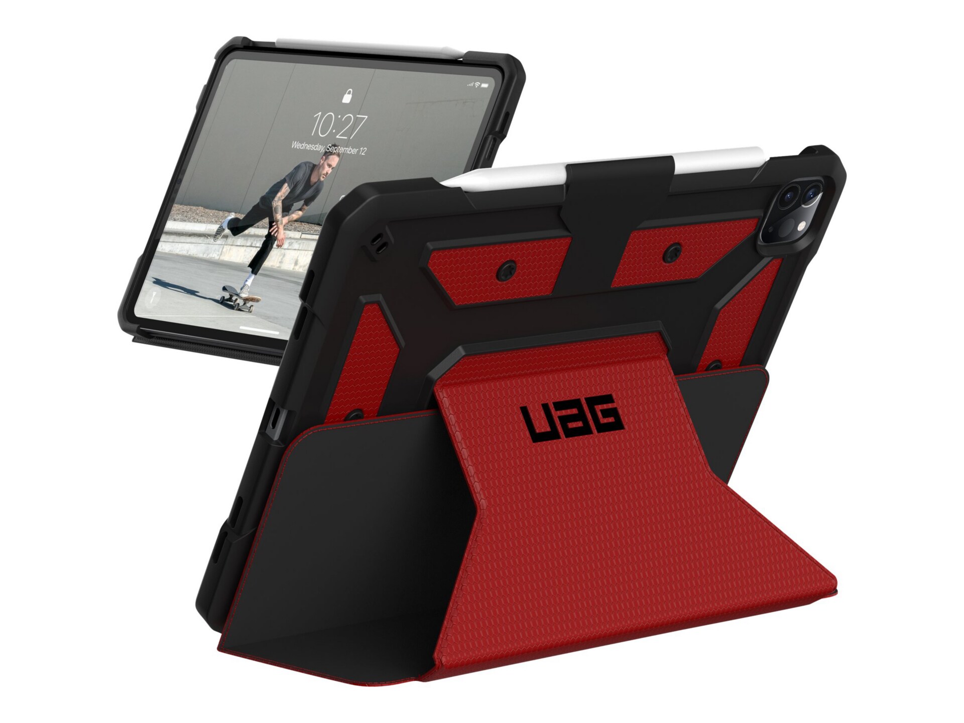 UAG Rugged Case for iPad Pro 12.9 (4th Gen, 2020) - Metropolis Magma - flip