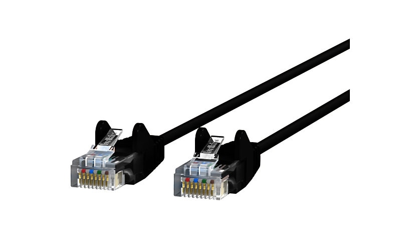 Belkin Cat6 3ft Slim 28 AWG Black Ethernet Patch Cable, UTP, Snagless, Molded, RJ45, M/M, 3'