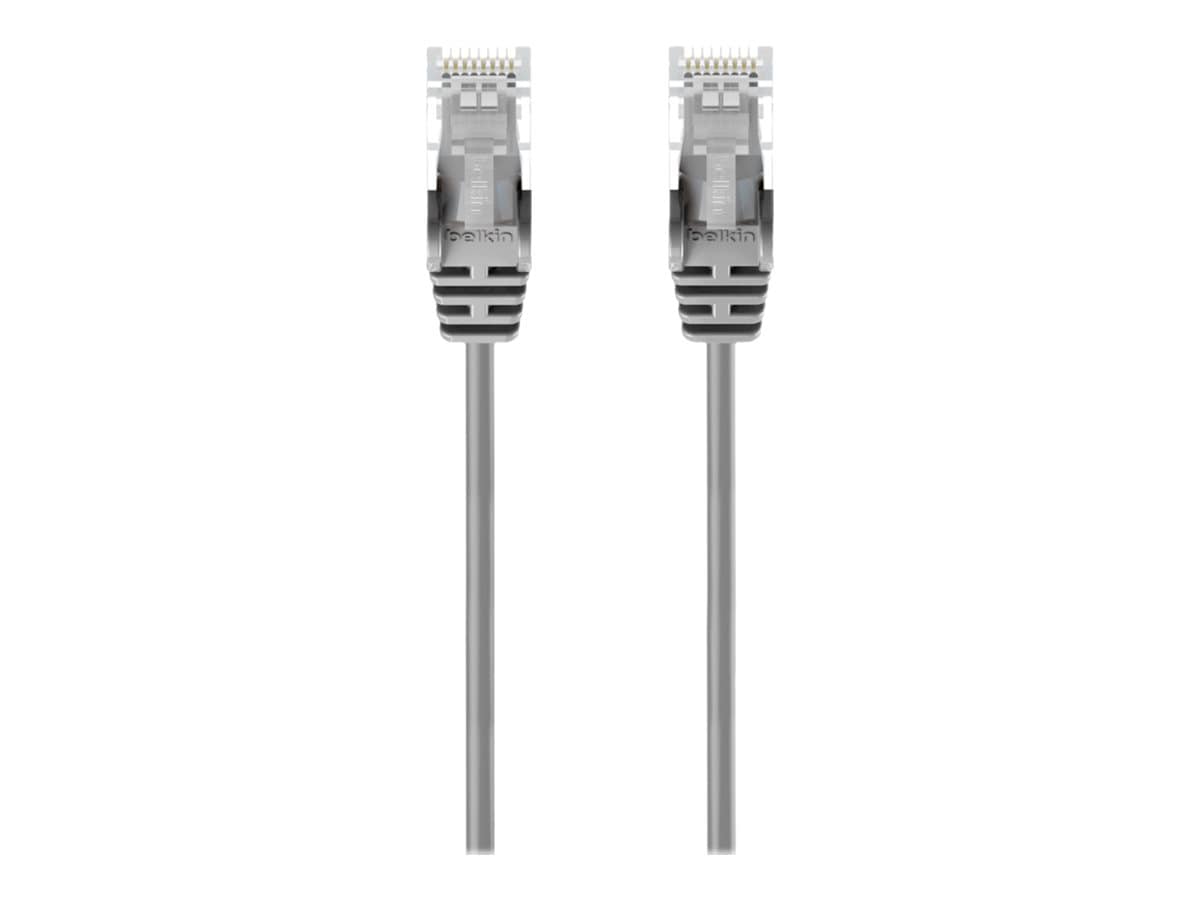 Belkin Cat6 3ft Slim 28 AWG Grey Ethernet Patch Cable, UTP, Snagless, Molded, RJ45, M/M, 3'