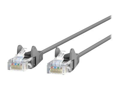 Belkin Cat6 15ft Slim 28 AWG Grey Ethernet Patch Cable, UTP, Snagless, Molded, RJ45, M/M, 15'