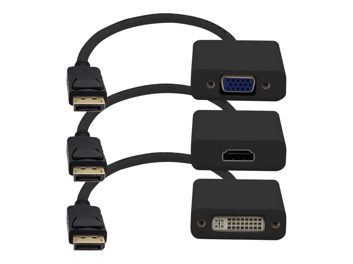 AddOn 8in DisplayPort to DVI/HDMI/VGA Adapter Cable - video converter - bla