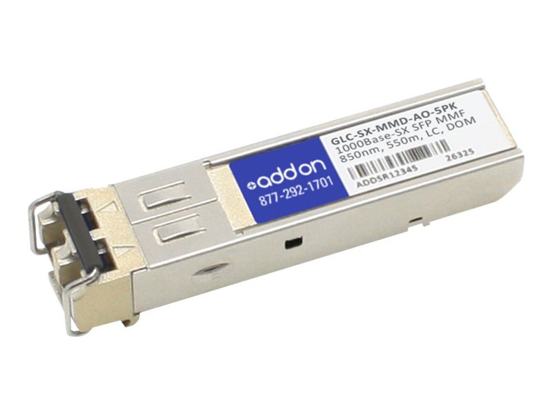 AddOn 5PK Cisco GLC-SX-MMD Compatible TAA 1000Base-SX SFP Transceiver (MMF,