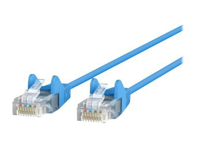 Belkin Cat6 2ft Slim 28 AWG Blue Ethernet Patch Cable, UTP, Snagless, Molded, RJ45, M/M, 2'