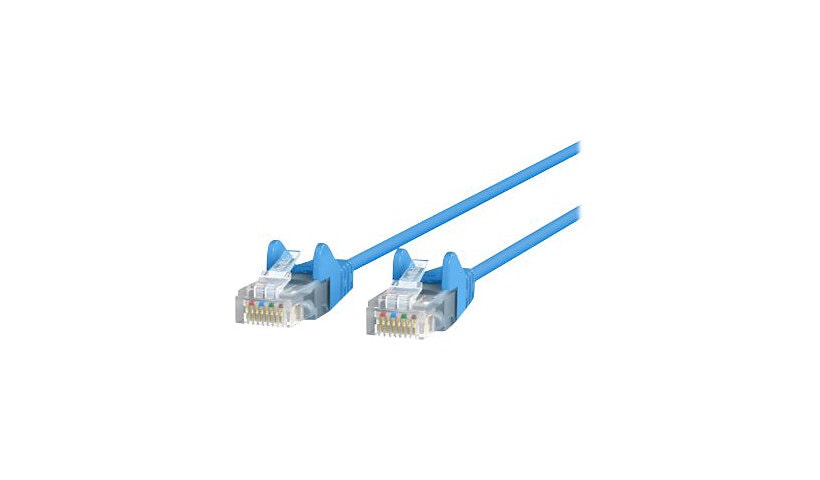 Belkin Cat6 10ft Slim 28 AWG Blue Ethernet Patch Cable, UTP, Snagless, Molded, RJ45, M/M, 10'