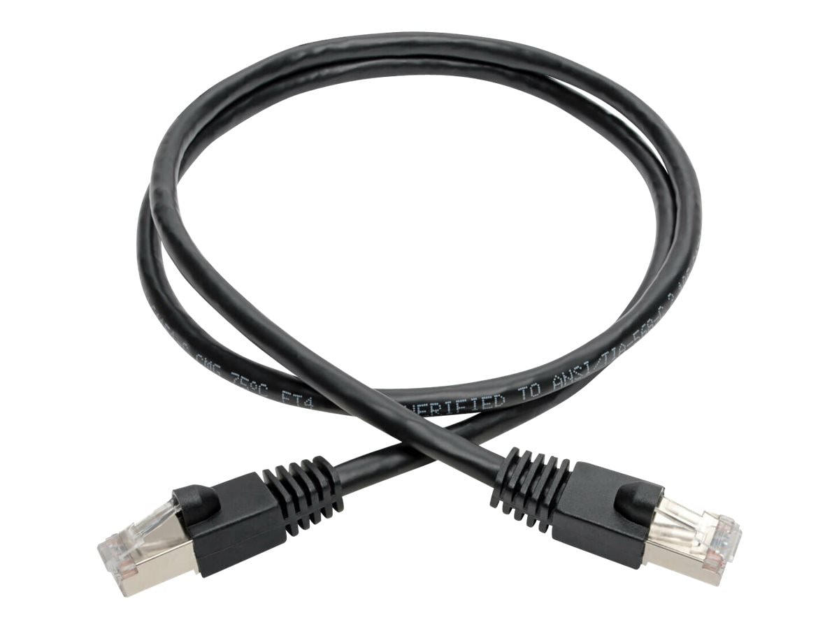 Eaton Tripp Lite Series Cat6a 10G Snagless Shielded STP Ethernet Cable (RJ45 M/M), PoE, Black, 2 ft. (0.61 m) - patch