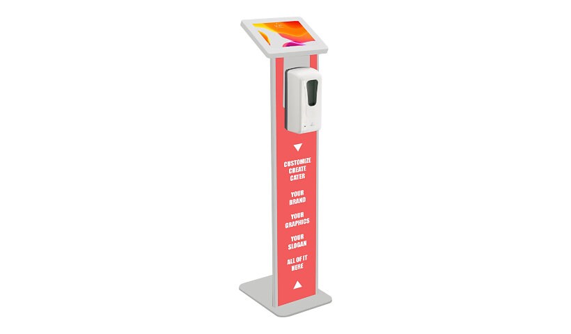 CTA Costum Locking Floor Kiosk w/ Sanitizing Dispenser & Graphic Card Slot