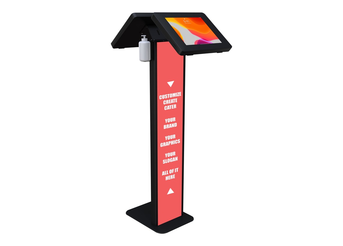CTA Custom Dual Enclosure Kiosk w/Sanitizer Holder & Graphic Card Slot - st