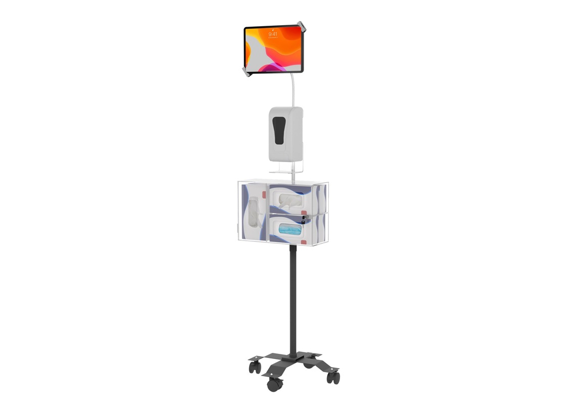 CTA Security Sanitizing Station Mobile Floor Stand w/Gooseneck - cart