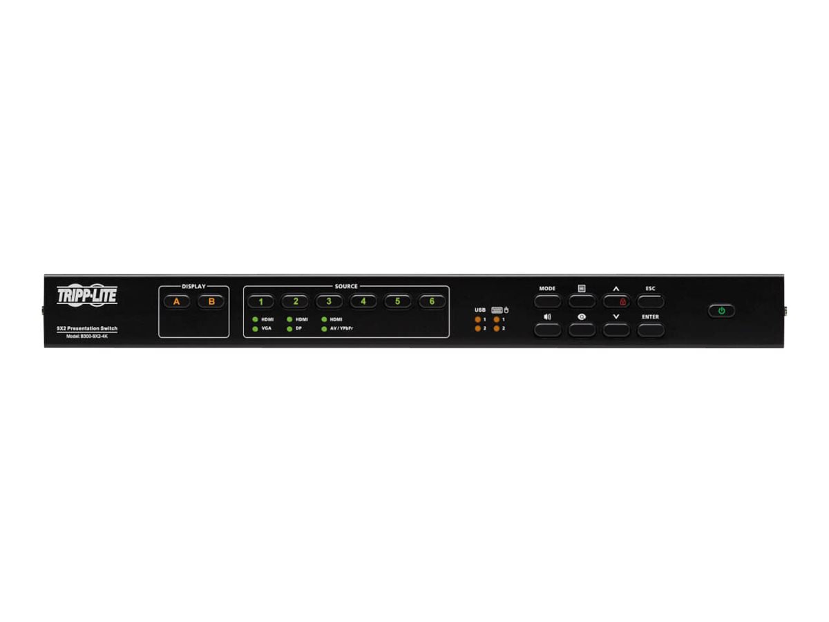 Tripp Lite 9x2 Multi-Format Presentation Matrix Switch w Audio Extractor 4K