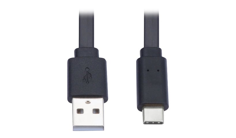 Eaton Tripp Lite Series USB-A to USB-C Flat Cable - M/M, USB 2.0, Black, 3 ft. (0.91 m) - USB-C cable - USB to 24 pin