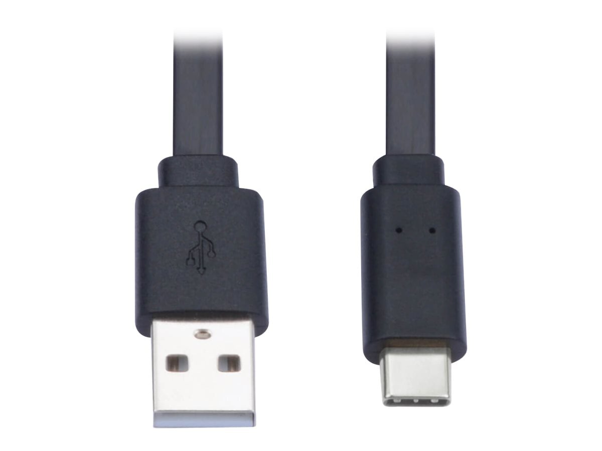 Tripp Lite USB-A to USB C Cable Flat USB 2.0 M/M Thunderbolt 3 Black 6ft