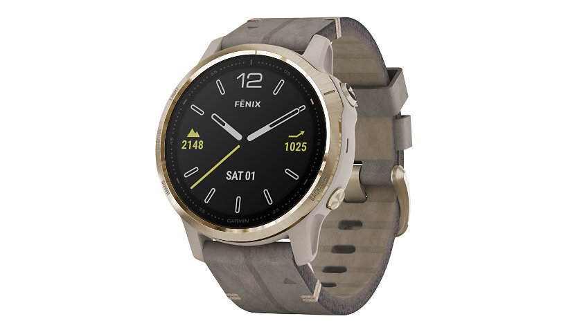 Garmin fenix 6S Sapphire - light gold-tone - sport watch with band - shale