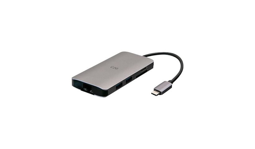 C2G USB C Mini Docking Station with HDMI, USB, Ethernet, SD Card Reader, and USB C - Power Delivery up to 100W