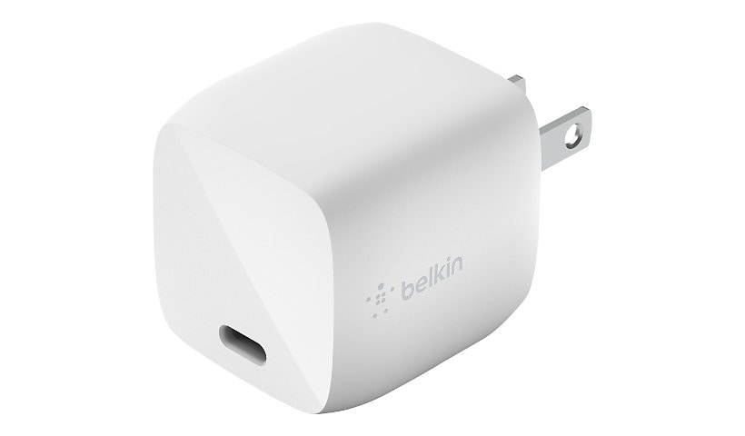 Belkin 30W USB-C GaN Wall Charger, 3.3ft 24 pin USB-C Cable - White