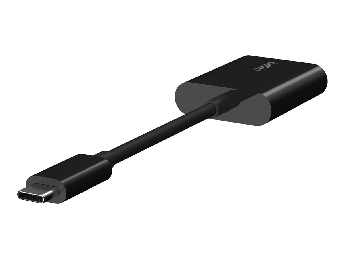 Belkin Connect Audio + Charge - USB-C to USB-C headphone / charging adapter  - audio / USB - 46 ft - F7U081BTBLK - Office Basics 