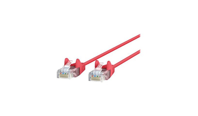 Belkin Cat6 7ft Slim 28 AWG Red Ethernet Patch Cable, UTP, Snagless, Molded, RJ45, M/M, 7'