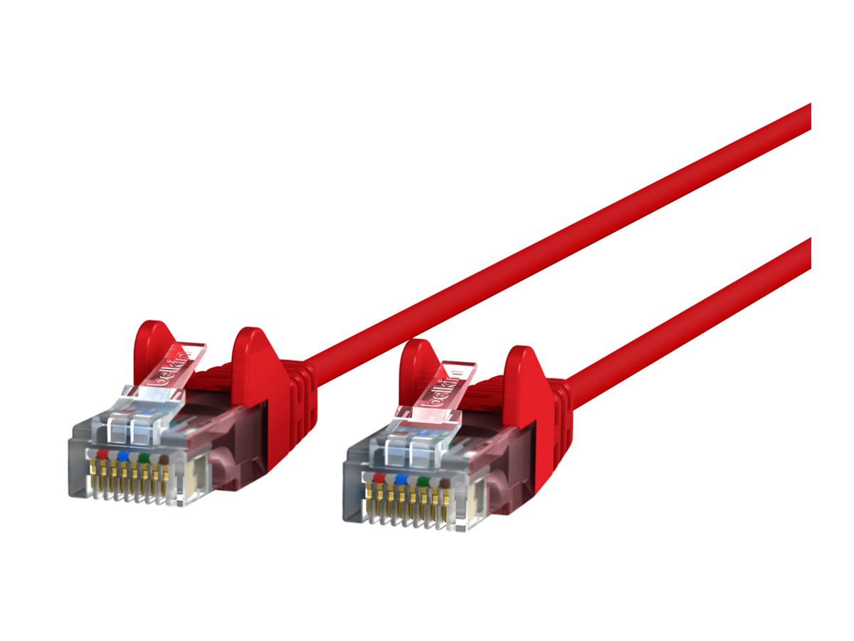 Belkin Cat6 10ft Slim 28 AWG Red Ethernet Patch Cable, UTP, Snagless, Molded, RJ45, M/M, 10'