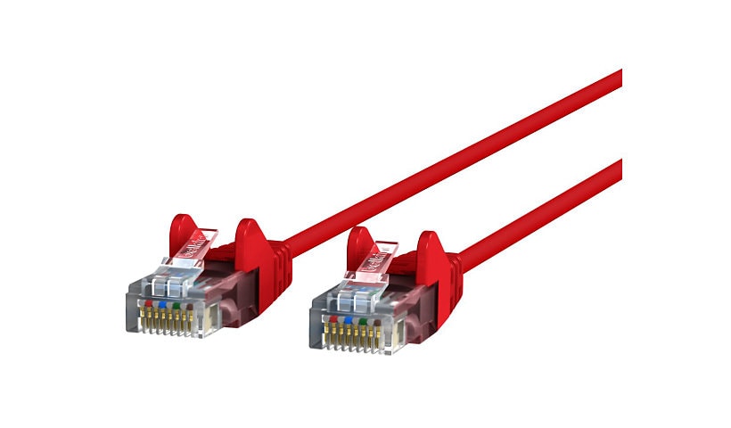 Belkin Cat6 10ft Slim 28 AWG Red Ethernet Patch Cable, UTP, Snagless, Molded, RJ45, M/M, 10'