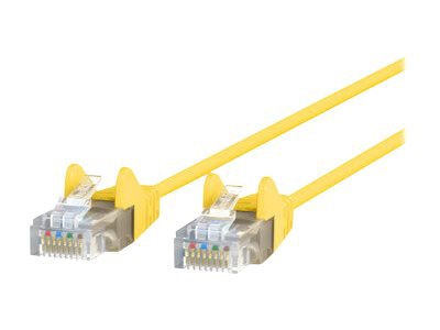 Belkin Cat6 7ft Slim 28 AWG Yellow Ethernet Patch Cable, UTP, Snagless, Molded, RJ45, M/M, 7'