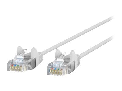 Belkin Cat6 1ft Slim 28 AWG White Ethernet Patch Cable, UTP, Snagless, Molded, RJ45, M/M, 1'