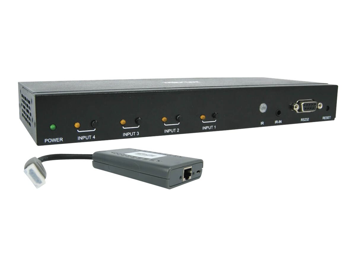 Tripp Lite HDMI Over Cat6 Presentation Switch/Extender 4-Port 4K 60Hz 50ft TAA - video/audio extender - HDMI - TAA