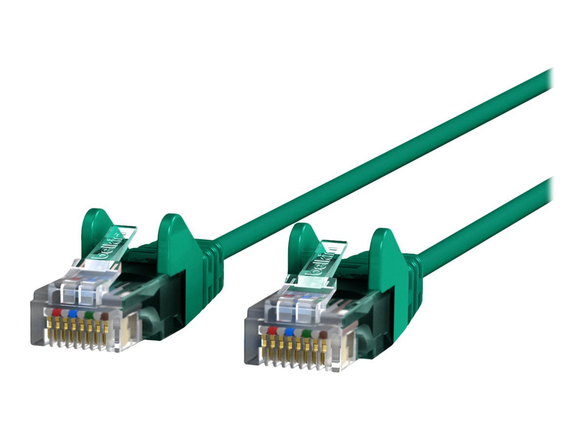 Belkin Cat6 20ft Slim 28 AWG Green Ethernet Patch Cable, UTP, Snagless, Molded, RJ45, M/M, 20'