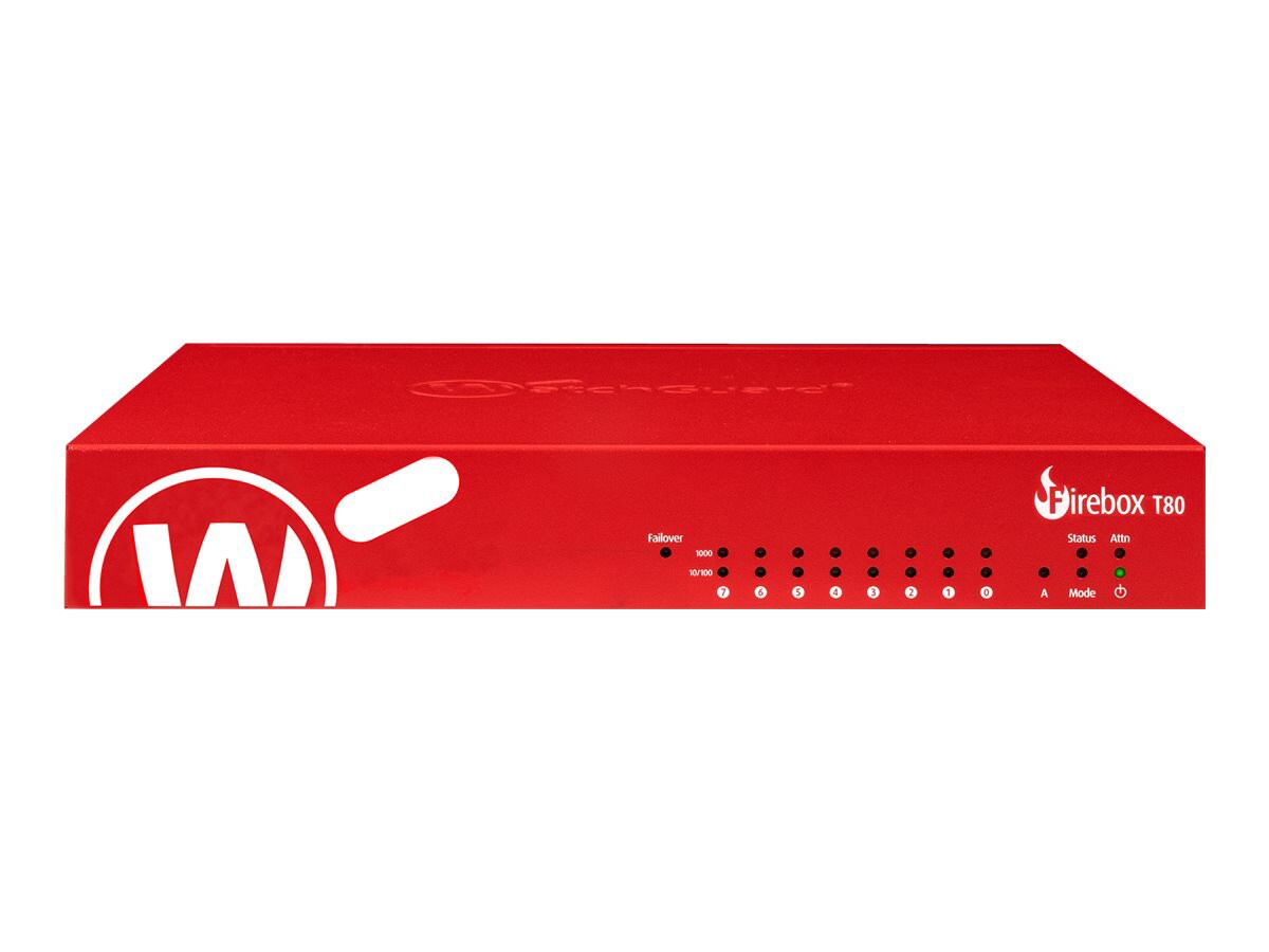 WatchGuard Firebox T80 - security appliance - with 3 years Standard Support