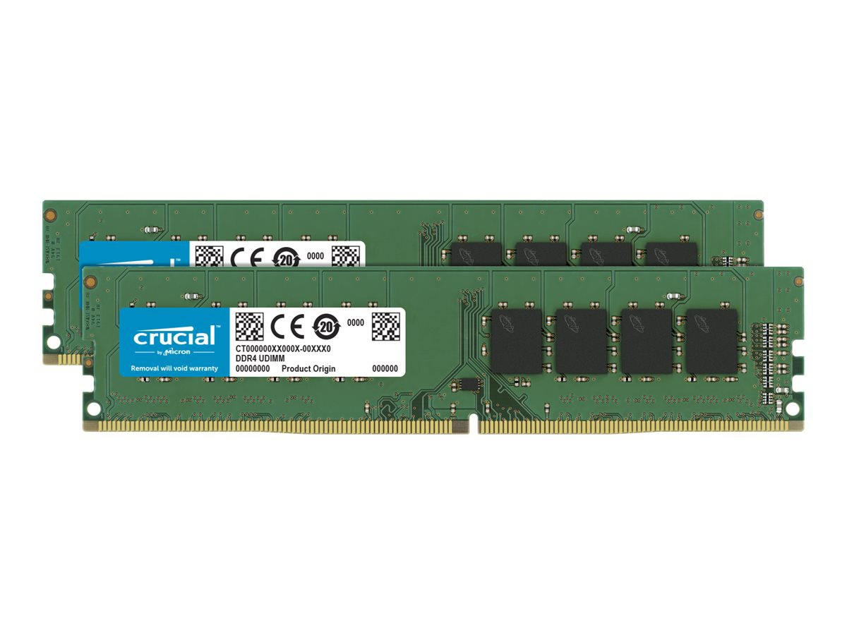 Crucial - DDR4 - kit - 32 GB: 2 x 16 GB - DIMM 288-pin - 2666 MHz / PC4-21300 - unbuffered