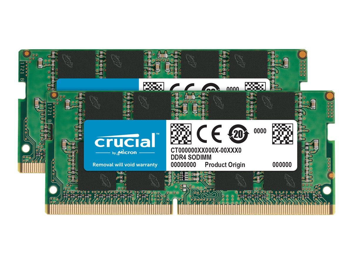 Crucial - DDR4 - kit - 32 GB: 2 x 16 GB - SO-DIMM 260-pin - 3200 MHz /  PC4-25600 - unbuffered