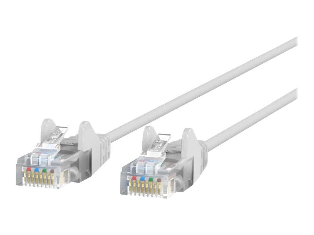 Belkin Cat6 12ft Slim 28 AWG White Ethernet Patch Cable, UTP, Snagless, Molded, RJ45, M/M, 12'