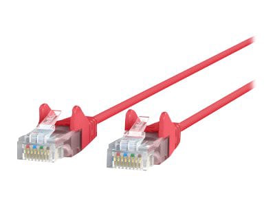 Belkin Cat6 15ft Slim 28 AWG Red Ethernet Patch Cable, UTP, Snagless, Molded, RJ45, M/M, 15'