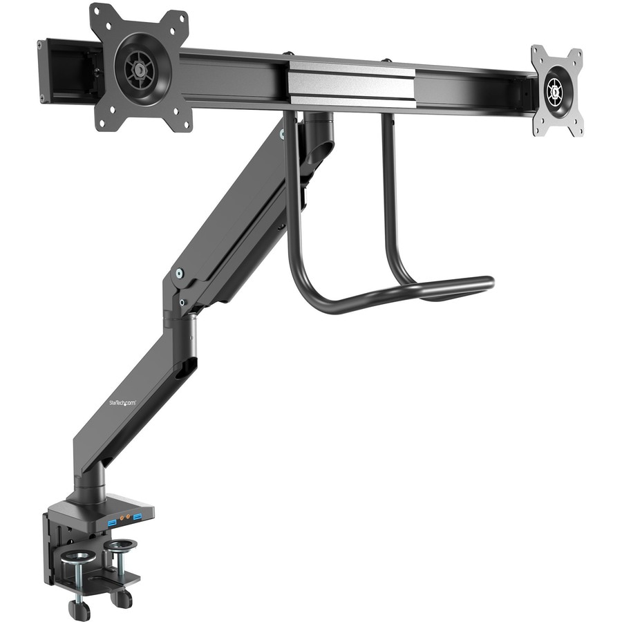 StarTech.com Desk Mount Dual Monitor Arm with USB & Audio, Slim Dual Monito