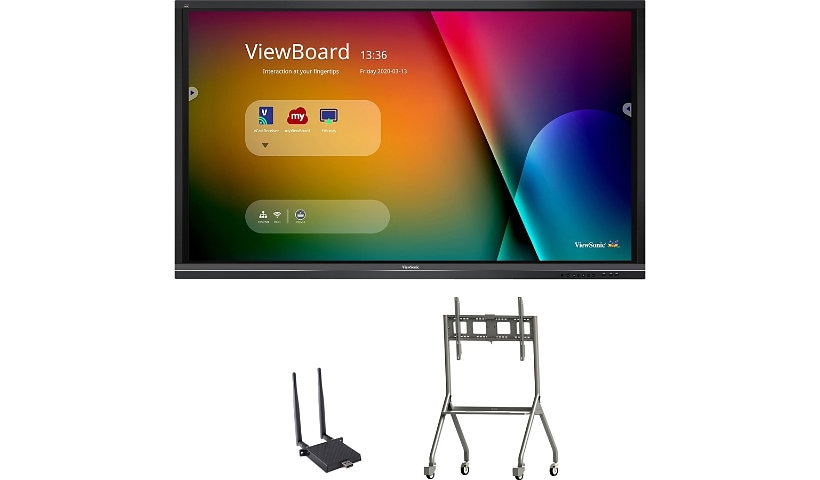 ViewSonic ViewBoard IFP7550-E4 - 4K Interactive Display with WiFi Adapter and Slim Trolley Cart - 350 cd/m2 - 75"