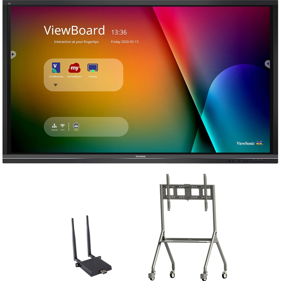 Thumbnail 2 of 5 for ViewSonic ViewBoard IFP9850-E4 - 4K Interactive Display with WiFi Adapter and Slim Trolley Cart - 350 cd/m2 - 98"