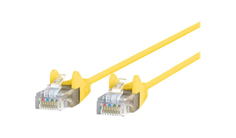 Belkin Cat6 12ft Slim 28 AWG Yellow Ethernet Patch Cable, UTP, Snagless, Molded, RJ45, M/M, 12'