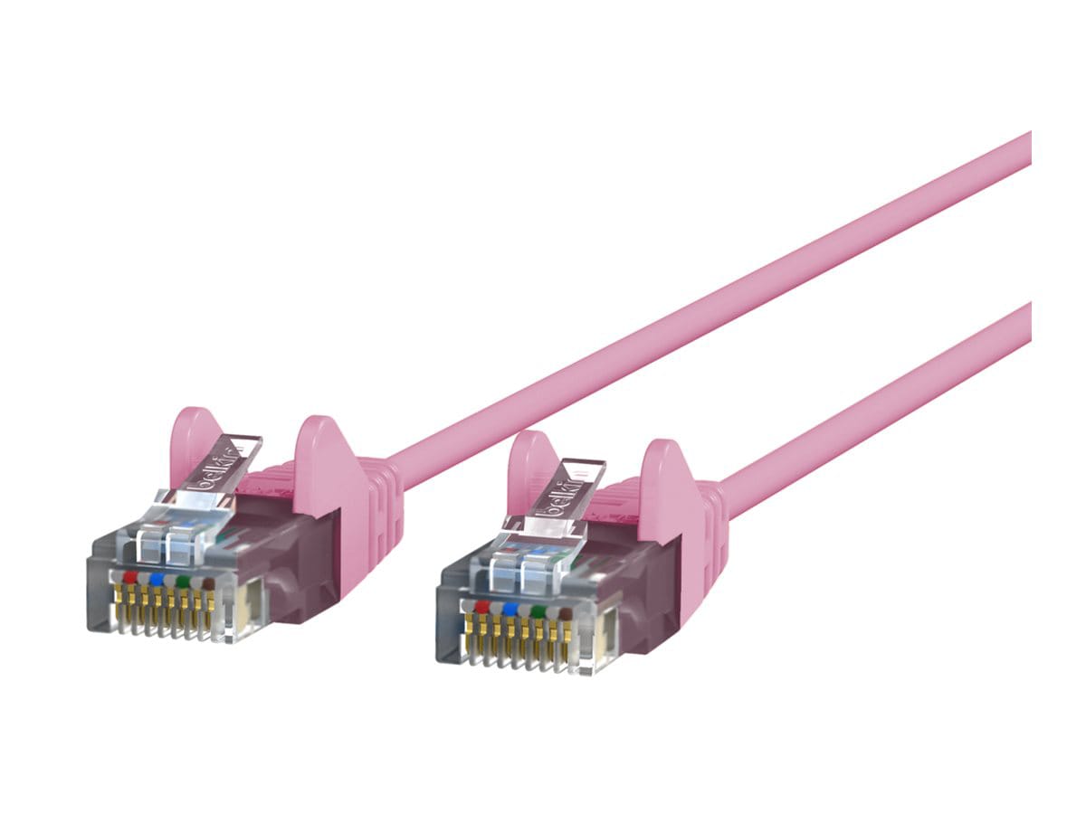 Belkin Cat6 1ft Slim 28 AWG Pink Ethernet Patch Cable, UTP, Snagless, Molded, RJ45, M/M, 1'