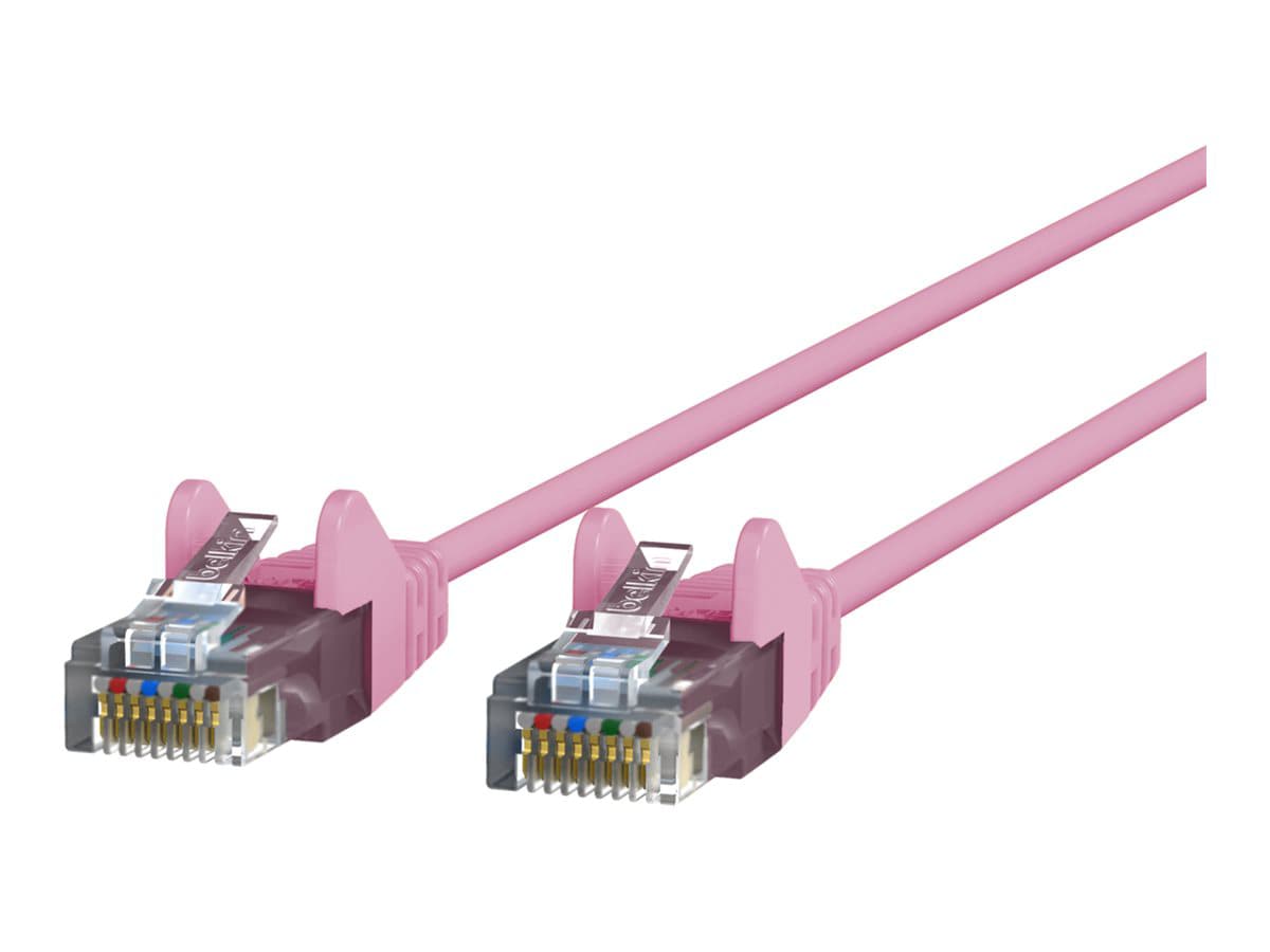 Belkin Cat6 3ft Slim 28 AWG Pink Ethernet Patch Cable, UTP, Snagless, Molded, RJ45, M/M, 3'