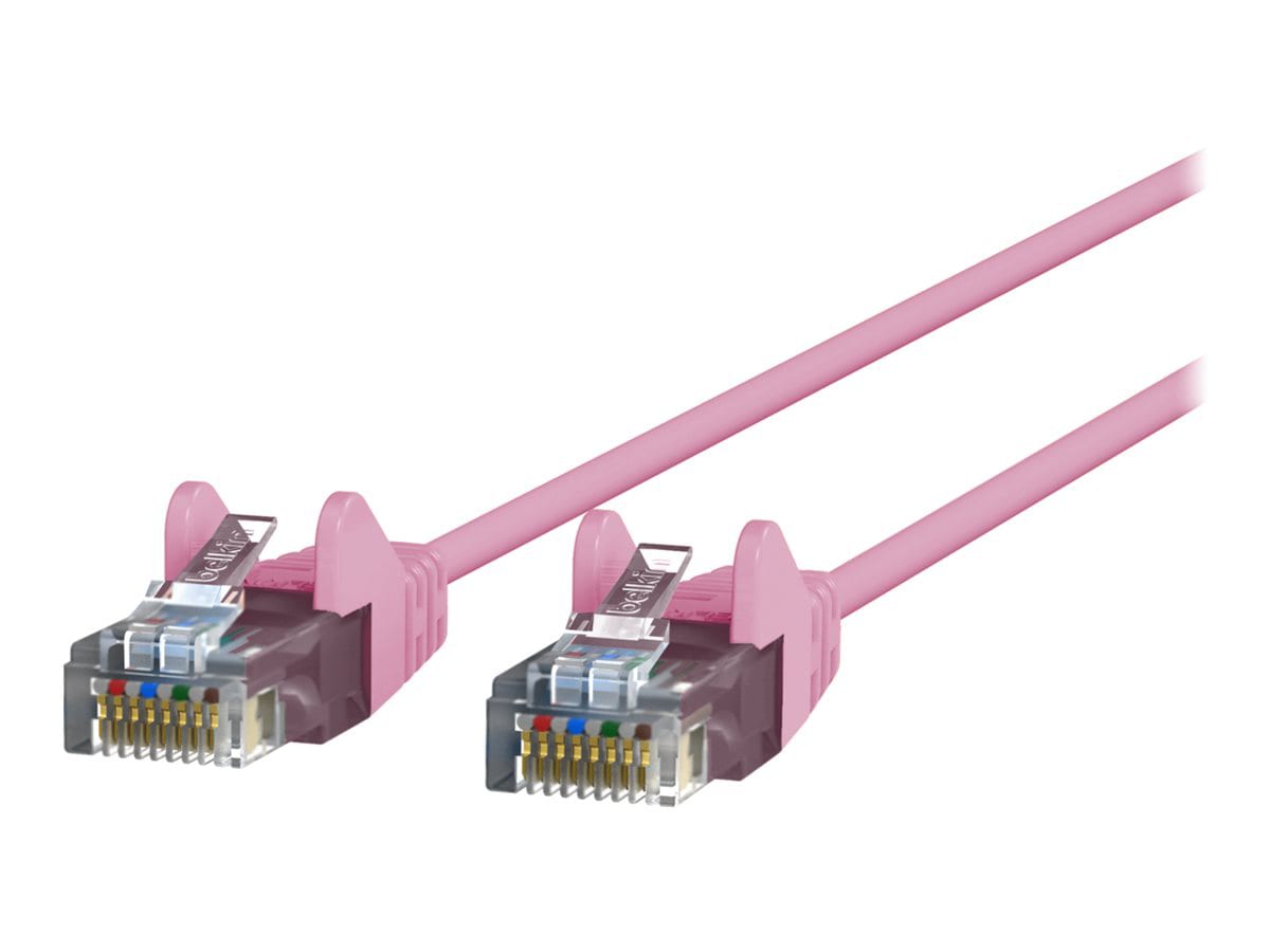 Belkin Cat6 5ft Slim 28 AWG Pink Ethernet Patch Cable, UTP, Snagless, Molded, RJ45, M/M, 5'
